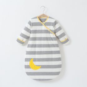 Anti-jump Thickening Of Baby Sleeping Bag In Autumn And Winter (Option: Grey striped moon thickened-L)