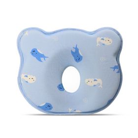 Cartoon Four Seasons Baby Headrest Anti-deviation Head Shaping For Children And Kids Pillow (Option: Blue Background Dolphin-25 √ó 23 √ó 3)