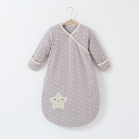 Anti-jump Thickening Of Baby Sleeping Bag In Autumn And Winter (Option: Grey stars thickened-L)