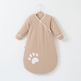 Anti-jump Thickening Of Baby Sleeping Bag In Autumn And Winter (Option: Khaki Palm Print Thickened-L)