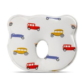 Cartoon Four Seasons Baby Headrest Anti-deviation Head Shaping For Children And Kids Pillow (Option: White Bottom Car-25 √ó 23 √ó 3)