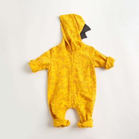 Baby Cartoon Dinosaur Graphic Snap Button Thin Style Rompers With Hat (Color: yellow, Size/Age: 66 (3-6M))