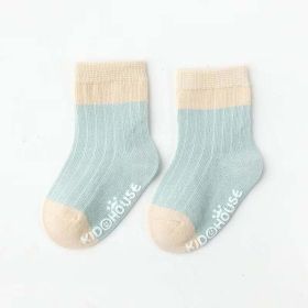 Baby Two Colors Contrast Boneless Bottom Dispensing Socks 1 Lot = 5 Pairs (Color: green, Size/Age: M (1-2Y))