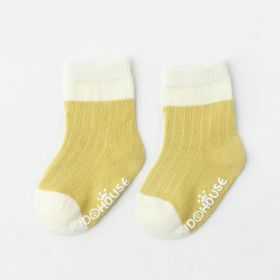 Baby Two Colors Contrast Boneless Bottom Dispensing Socks 1 Lot = 5 Pairs (Color: yellow, Size/Age: M (1-2Y))