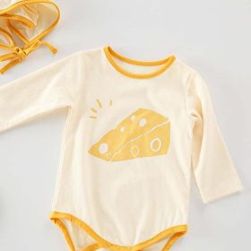Baby 1pcs Cartoon Graphic Soft Cotton Long Sleeves Bodysuit With Hats (Color: yellow, Size/Age: 90 (12-24M))
