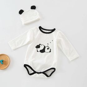 Baby 1pcs Cartoon Graphic Soft Cotton Long Sleeves Bodysuit With Hats (Color: White, Size/Age: 80 (9-12M))