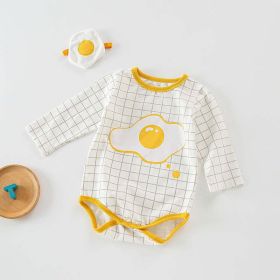 Baby 1pcs Cartoon Graphic Soft Cotton Long Sleeves Bodysuit With Hats (Color: Light Yellow, Size/Age: 90 (12-24M))