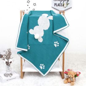 Baby Cartoon Rabbit & Footprints Embroidered Graphic 3D Tail Blanket (Color: green, Size/Age: (0-12Y))
