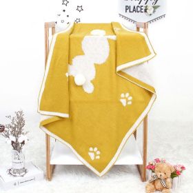 Baby Cartoon Rabbit & Footprints Embroidered Graphic 3D Tail Blanket (Color: yellow, Size/Age: (0-12Y))