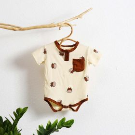 Baby Girl Cartoon Sheep Round-Collar Short-Sleeved Onesie Combo Hat In Summer (Color: brown, Size/Age: 90 (12-24M))
