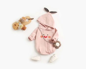 Baby Cartoon Pattern Korean Style Onesies With Hat (Color: pink, Size/Age: 100 (2-3Y))
