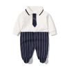 Baby Boy Striped Patchwork Pattern Tie Dye Design Lapel Convered Jumpsuit