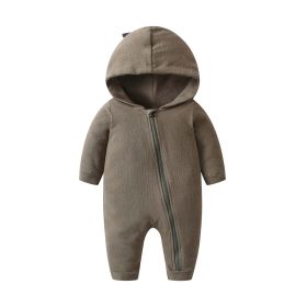 Baby Boy Solid Dinosaur Pattern Zip Design Hoodie Jumpsuit (Color: green, Size/Age: 90 (12-24M))