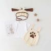 Baby Kids Puppy Print Pattern Short Sleeves With Straps Onesies In Set With Hat Of Puppy Shape