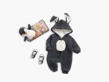Baby Cartoon Shape Design Soft Fleece Thickened Romper In Autumn & Winter (Color: black, Size/Age: 100 (2-3Y))