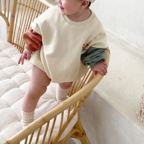 Baby Colorblocking Sleeve Design Long Sleeve Bodysuit (Color: green, Size/Age: 80 (9-12M))
