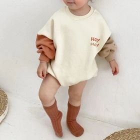 Baby Colorblocking Sleeve Design Long Sleeve Bodysuit (Color: Apricot, Size/Age: 66 (3-6M))