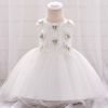 Baby Girl Butterfly Patched Graphic Sleeveless Western Style Baptism Birthday Dress