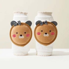 Baby 3D Cartoon Patched Pattern Mesh Breathable Design Anti-Fall Knee Pads (Color: brown, Size/Age: Average Size (0-6Y))