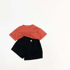 Baby Boy And Girl Solid Color Basic Denim Shorts With Pockets In Summer (Color: black, Size/Age: 90 (12-24M))