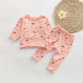 Baby All Over Print Pattern Tops Combo Pants Lovely Sets Home Clothes (Color: pink, Size/Age: 66 (3-6M))