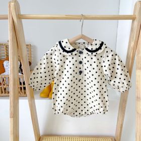 Baby Dot & Bear Graphic Long Sleeve Onesies In Autumn Outfits (Color: black, Size/Age: 66 (3-6M))