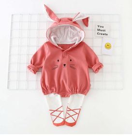 Baby Cartoon Shape Solid Color Long Sleeved Triangle Onesies (Color: Red, Size/Age: 90 (12-24M))