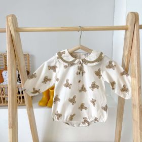 Baby Dot & Bear Graphic Long Sleeve Onesies In Autumn Outfits (Color: brown, Size/Age: 73 (6-9M))