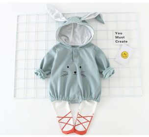 Baby Cartoon Shape Solid Color Long Sleeved Triangle Onesies (Color: Blue, Size/Age: 66 (3-6M))