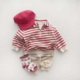 Baby Bear Embroidered Pattern Vest Combo Trousers Sets (Color: Red, Size/Age: 100 (2-3Y))