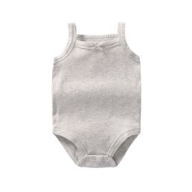 Baby Girl Solid Color Bow Tie Patched Design Sling Onesies (Color: Grey, Size/Age: 80 (9-12M))