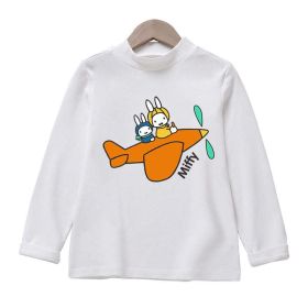 Baby Cartoon Print Pattern Middle Collar Quality Shirt (Color: White, Size/Age: 100 (2-3Y))
