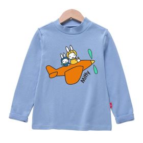 Baby Cartoon Print Pattern Middle Collar Quality Shirt (Color: Blue, Size/Age: 140 (8-10Y))