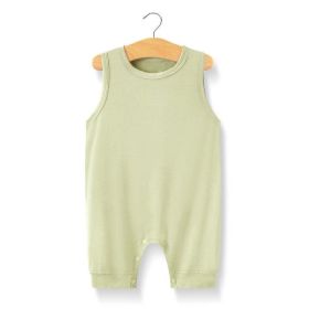 Baby Solid Color Sleeveless Snap Cotton Jumpsuit Pajamas (Color: green, Size/Age: 66 (3-6M))