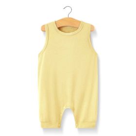 Baby Solid Color Sleeveless Snap Cotton Jumpsuit Pajamas (Color: yellow, Size/Age: 66 (3-6M))