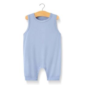 Baby Solid Color Sleeveless Snap Cotton Jumpsuit Pajamas (Color: Blue, Size/Age: 73 (6-9M))