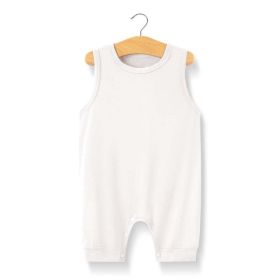 Baby Solid Color Sleeveless Snap Cotton Jumpsuit Pajamas (Color: White, Size/Age: 80 (9-12M))