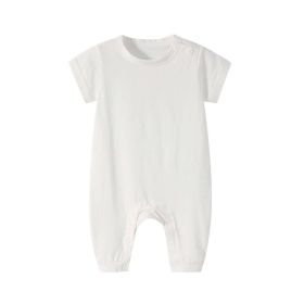 Baby Solid Color Thin Style Short Sleeve Rompers Sleepwear (Color: White, Size/Age: 59 (0-3M))