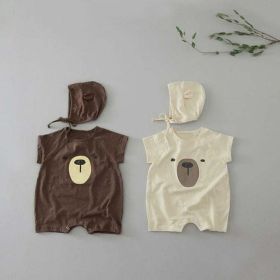 Baby 1pcs Cartoon Bear Graphic Simple Style Crotchets Jumpsuit (Color: brown, Size/Age: 73 (6-9M))