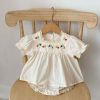 Baby Girl Floral Embroidered Pattern Tops With Shorts Sets