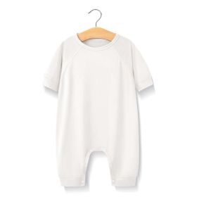 Baby Solid Color Medium Sleeve Summer Crotch Jumpsuit Pajamas (Color: White, Size/Age: 73 (6-9M))