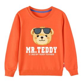 Baby Boy Cartonn Bear Pattern O-Neck Casual Hoodies (Color: orange, Size/Age: 90 (12-24M))