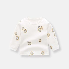 Baby Allover Fruit Graphic 100% Pure Organic Cotton Side Snap Button Tops (Color: White, Size/Age: 90 (12-24M))