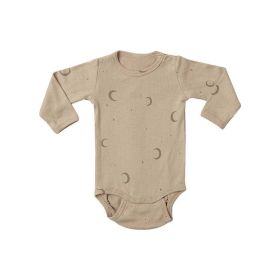 Baby Cartoon & Floral Pattern Long Sleeve Onesies With Pants Sets (Color: Coffee, Size/Age: 100 (2-3Y))