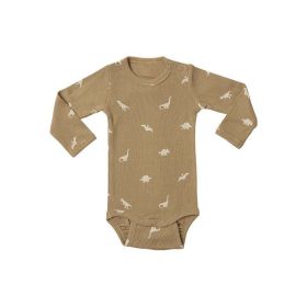 Baby Cartoon & Floral Pattern Long Sleeve Onesies With Pants Sets (Color: black, Size/Age: 73 (6-9M))