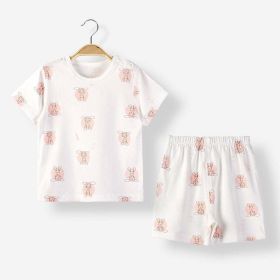 Baby Animal Print T-Shirt Combo 1-Pieces Solid Shorts Sets (Color: pink, Size/Age: 80 (9-12M))