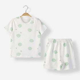 Baby Animal Print T-Shirt Combo 1-Pieces Solid Shorts Sets (Color: green, Size/Age: 80 (9-12M))