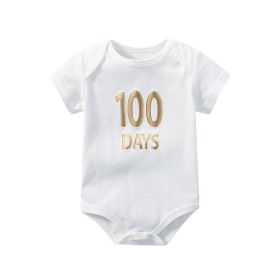 Baby Solid Color Printed Pattern Cute Triangle Onesies (Color: Blue, Size/Age: 90 (12-24M))