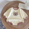 Baby Girl Cartoon Bear Print Pattern Long Sleeve Triangle Bodysuit