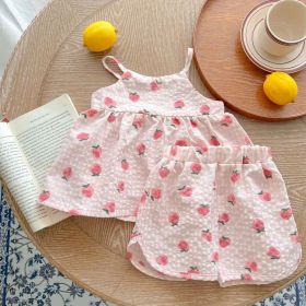 Baby Animal Print Sling Tops Combo Shorts 2-Pieces Sets (Color: pink, Size/Age: 90 (12-24M))